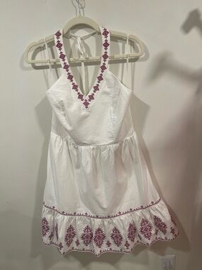 Joy Joy White Sundress with red Embroidery